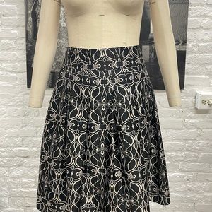 Black and Cream Print Skirt